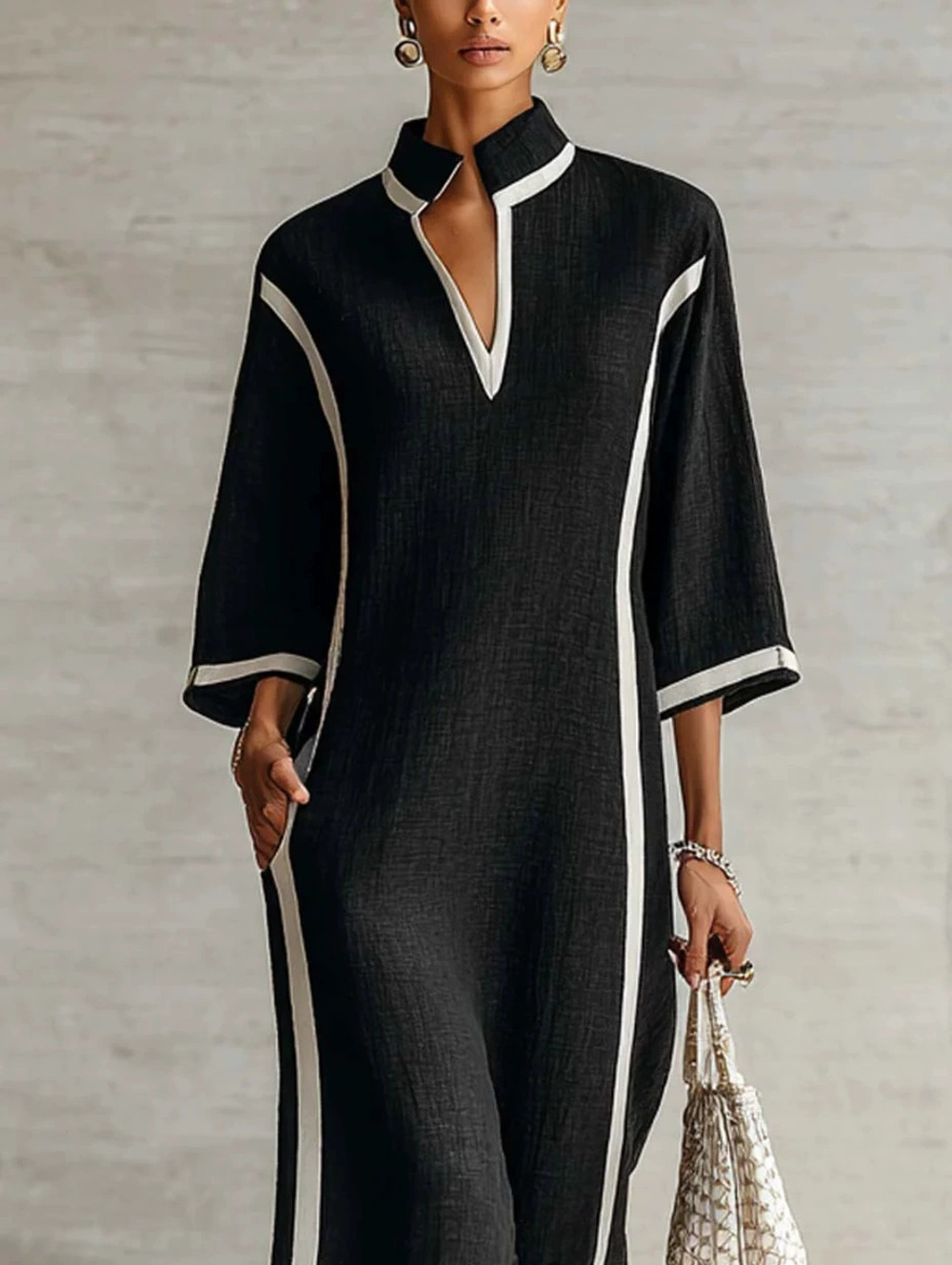 ZARA Coffee Stand Collar Button Up Mini Shirt Dress